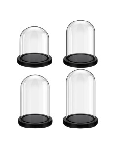 Cúpulas de Vidrio con Base de Madera Suclain - 4 Piezas