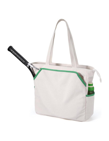 Bolsa de Tenis Tote SMRITI Verde y Blanco, Gran Capacidad