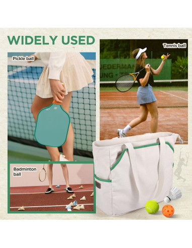 Bolsa de Tenis Tote SMRITI Verde y Blanco, Gran Capacidad