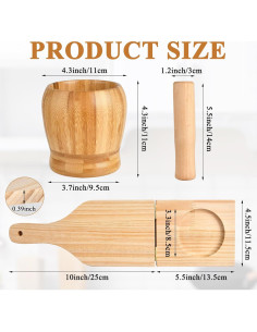 Juego de Mortero y Mano de Mortero Supkiir + Aplastador de Plátano 2