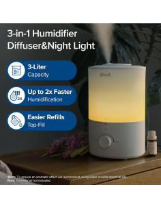 Humidificador LEVOIT Dual150 3L con Luz Nocturna y Difusor 2