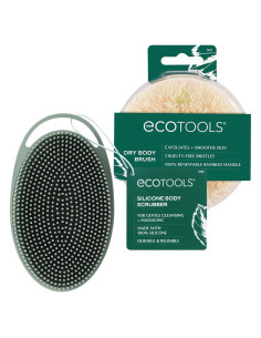 Cepillo Corporal Seco EcoTools + Exfoliante Silicona Verde