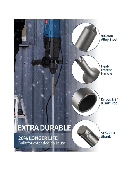 Adaptador Conductor Varilla Tierra Firecore SDS-Plus 170mm