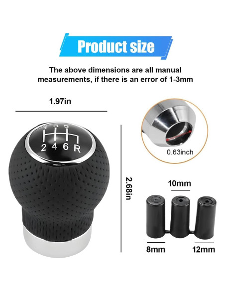 Perilla de Cambio ZIMISI 6 Velocidades Universal Auto Negro