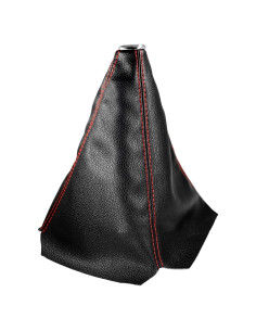 Cubierta de Polvo para Botón de Cambio de Marchas Sylvil - Cuero PU Negro y Rojo