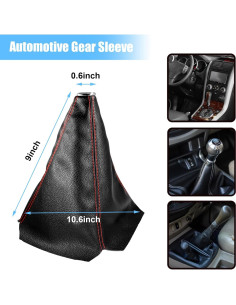 Cubierta de Polvo para Botón de Cambio de Marchas Sylvil - Cuero PU Negro y Rojo 2