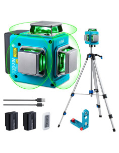 Nivel Láser Autonivelante KEZERS K36G 3D Verde con Trípode
