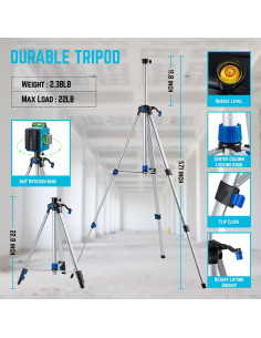 Nivel Láser Autonivelante KEZERS K36G 3D Verde con Trípode 2