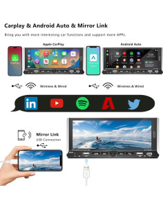 Estéreo de Coche Emeito 6.9" CarPlay Android Auto Bluetooth 2