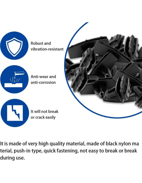 30 Clips de Aleta de Guardabarros AICEL - Nylon Negro 12mm