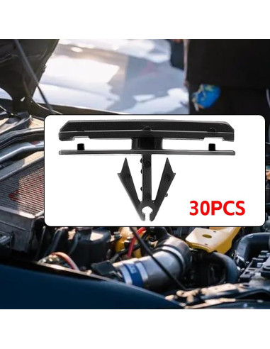 30 Clips de Aleta de Guardabarros AICEL - Nylon Negro 12mm