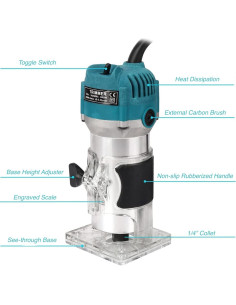 Router Eléctrico Mefape 800W 30000RPM con 15 Puntas 2