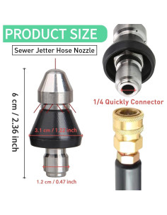 Boquilla de limpieza de alcantarillado Lausixy 5000 PSI acero inoxidable 2