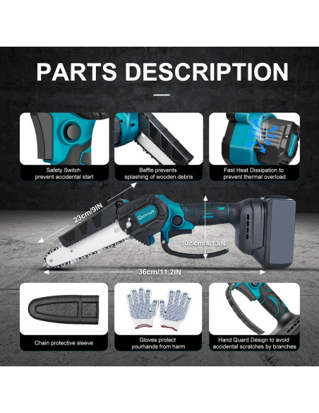 Mini Motosierra Inalámbrica QSDXNYDC 6" para Makita 18V