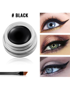 Gel Eyeliner Negro Erinde Impermeable con 2 Pinceles 2