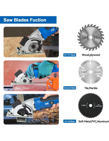 Mini Sierra Circular Prostormer 5000RPM 4A 85mm para Madera y Metal