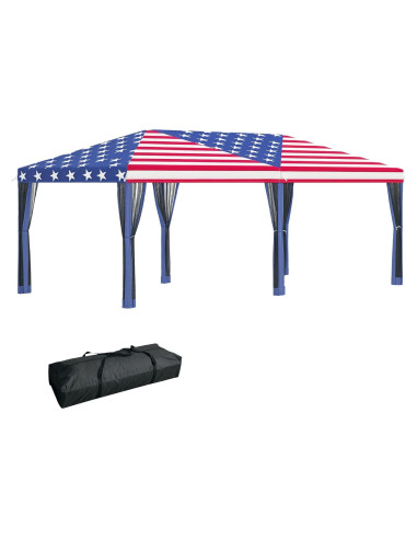 Carpa Plegable Outsunny 10x6 m con Malla y Bolsa de Transporte