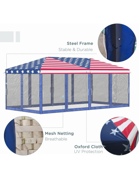 Carpa Plegable Outsunny 10x6 m con Malla y Bolsa de Transporte