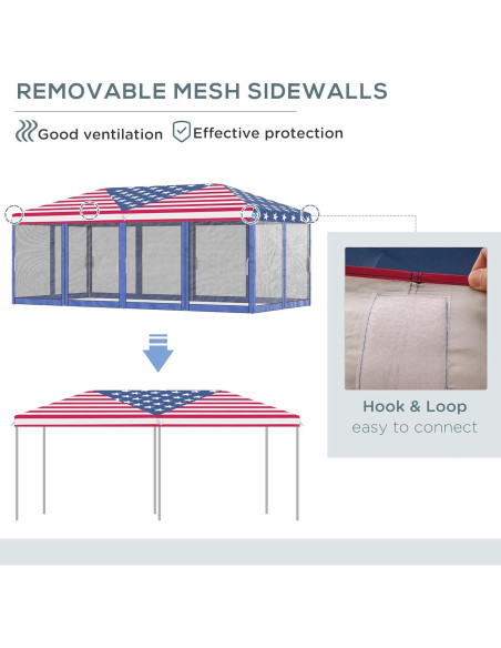 Carpa Plegable Outsunny 10x6 m con Malla y Bolsa de Transporte