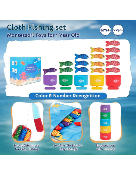 Juego de Pesca Montessori TenFans para Niños 1-3 Años - 22 Piezas