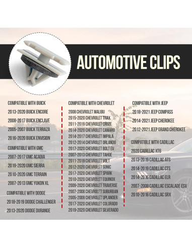 20 Clips de Moldeo de Plástico TOPCNOEM para Jeep y GM