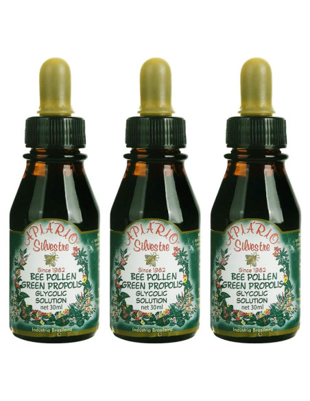 Paquete de 3 Botellas de Polen de Abeja Brasileño Apiario Silvestre 30ml