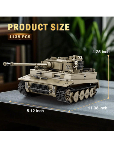 Conjunto de Bloques de Construcción Tanque Tiger I Reobrix 77031, 1138 PCS