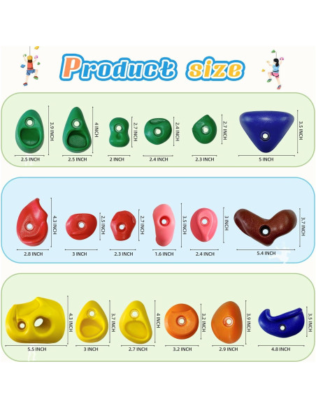 32 Agarre de Pared de Escalada SREHRLY Multicolor Soporta 104.3 kg