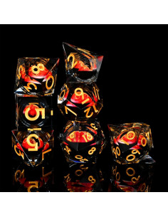 Conjunto de Dados DND GiGiGuGu Ojo de Dragón 7pcs Rojo 2