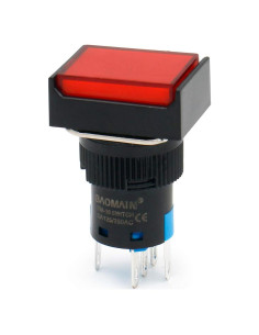 Interruptor Momentáneo Baomain 16mm Luz LED Roja DC 12V