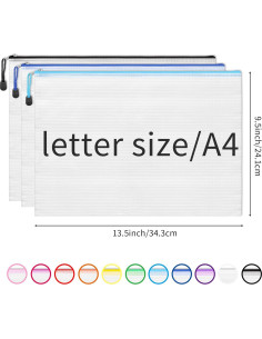 Bolsas de Almacenamiento A4 EOOUT 36pcs Malla Colorida 2