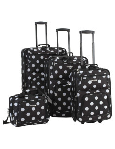 Conjunto de Equipaje Rockland Polka 4 Piezas Expandible Negro