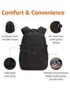Mochila de Viaje Amazon Basics para Laptop 39.62 cm Negra 2