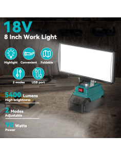 Luz de trabajo LED DEMIMA 23cm para batería Makita 18V 2
