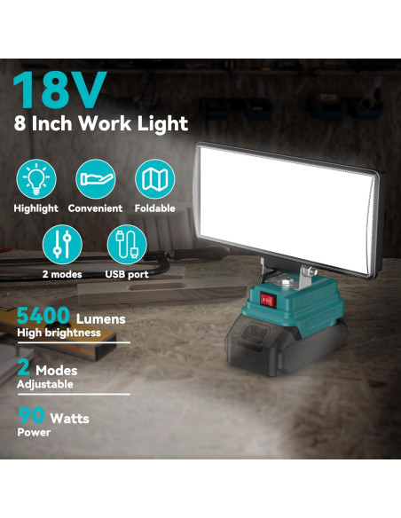 Luz de trabajo LED DEMIMA 23cm para batería Makita 18V