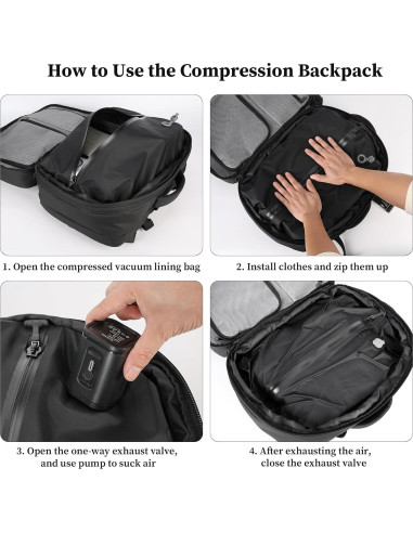 Mochila de Compresión al Vacío TLANGP 60L Impermeable Negra