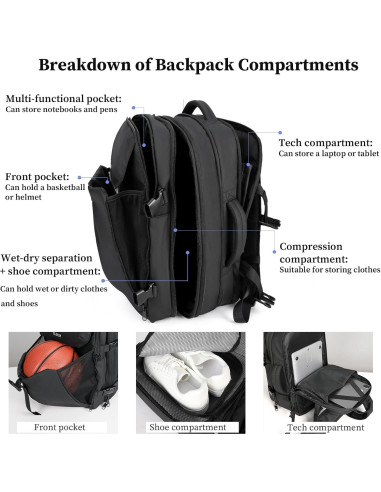 Mochila de Compresión al Vacío TLANGP 60L Impermeable Negra