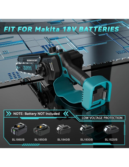 Mini Motosierra Inalámbrica ZUYIYI 15 cm 18V con Lubricación