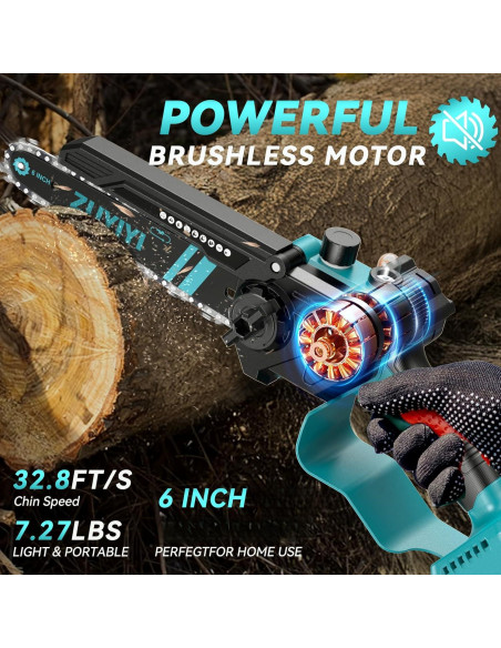 Mini Motosierra Inalámbrica ZUYIYI 15 cm 18V con Lubricación