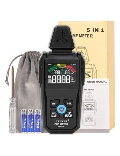 Detector de Radiación EMF 5-en-1 Zzxker - Campo Eléctrico, Magnético, RF, Temperatura y Humedad