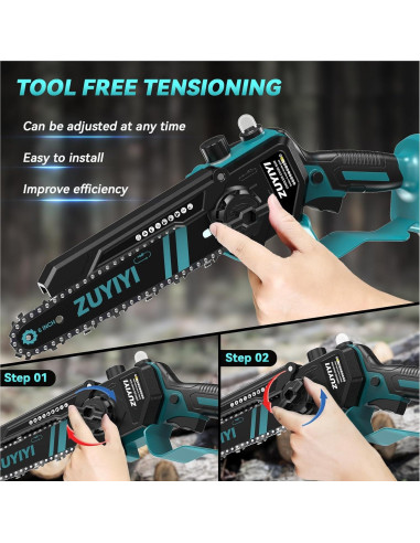 Mini Motosierra Inalámbrica ZUYIYI 15 cm 18V con Lubricación
