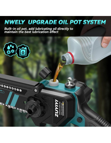 Mini Motosierra Inalámbrica ZUYIYI 15 cm 18V con Lubricación