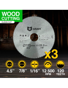 Hoja de sierra circular GRAFF 115mm 120 dientes para madera 2