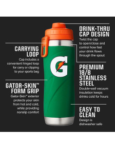 Botella Deportiva Gatorade de Acero Inoxidable 770ml Negra 2