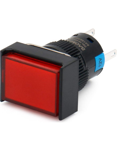 Interruptor Momentáneo Baomain 16mm Luz LED Roja DC 12V