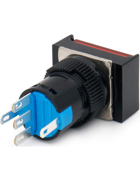 Interruptor Momentáneo Baomain 16mm Luz LED Roja DC 12V