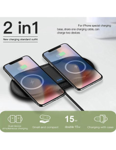 Base de Carga Inalámbrica Doble 30W Cesbiomo para iPhone y Samsung 2