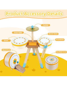 Batería de Jazz de Madera Meytccve para Niños 1-3 Años 2