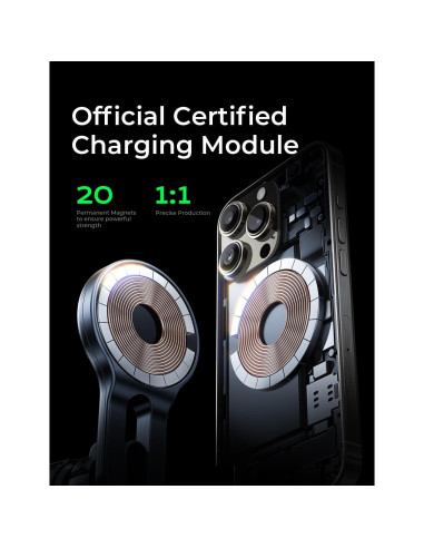 Cargador Inalámbrico MagSafe LISEN para iPhone 17 Auto Plata