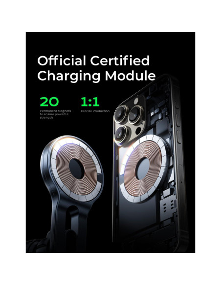 Cargador Inalámbrico MagSafe LISEN para iPhone 17 Auto Plata